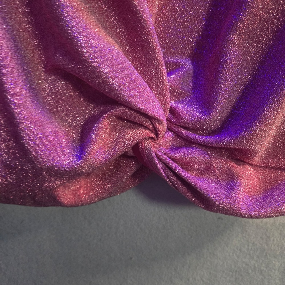 Heart & Hips Pink Metallic Glitter Twist Front Crop Top Long Sleeve XL JT30761L - Picture 2 of 8